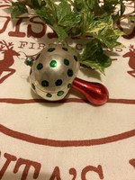 Old glass green dotted mushroom Christmas tree decoration