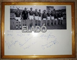 Golden team 1954 World Cup final photo with signatures of Puskás, Czibor, Hídkuti, Grosics, Buzánszky, Szepesi