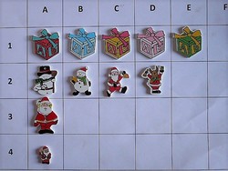 20-30 M buttons from a collection of wooden buttons for Christmas clothes, bags, Santa Claus, Santa Claus, snowmen, gifts
