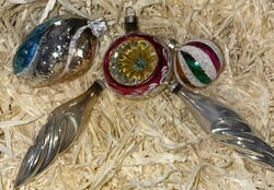 Karácsonyfadísz- retró reflexes gömb és egyéb díszek