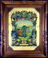 1910s demobilization obsit from the time of World War I in a decorative period wooden frame!