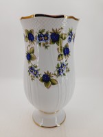 Hollóháza porcelain vase with blackberry pattern, 21.2 cm