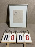 XX. század eleje, magyar festő festménye, tus, papir,, 26 x 20 cm-es. 0808