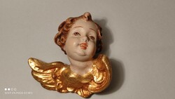 Antique gilded Art Nouveau wooden putto angel wall or Christmas tree decoration
