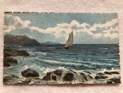 Antique, old watercolor postcard -8.