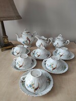 Hutschenreuther Altochlau porcelán kávés/teás készlet ízig vérig vintage fácános virágos hibátlan
