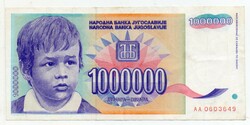 Jugoszlávia 1 000 000 jugoszláv Dinár, 1993