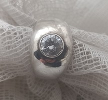 Women's small silver ring with stones (15.5mm)