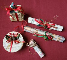Karácsonyi dísz doboz karácsonyfadísz trombita dekoráció kellék