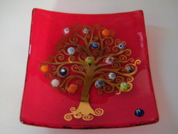Muránói millefiori Klimt életfa motívumos kis tányér, tál