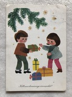 Régi rajzos Karácsonyi képeslap  -  Sóti Klára rajz                -5.
