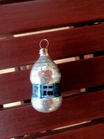 Régi üveg karácsonyfadísz- házikó, kunyhó retro