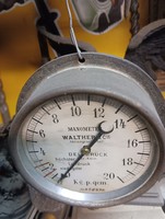 RITKA !  Antik Réz  Gőzgép Walther C Köln nyomásmérő óra  Loft industrial
