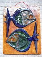 Fábri Judit kerámia falidísz halakkal