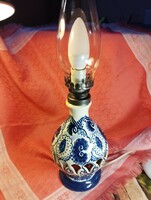 Antique, blue-white painted, openwork porcelain bedside lamp