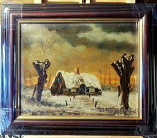 Marked, cozy painting, new, wide, beautiful frame (full m.32.5 X 38)