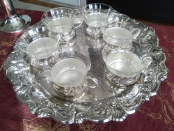 Tea set with silver-plated base, heat-resistant schott mainz Jenai glass glass insert.