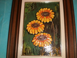 Fire enamel, title: sunflowers, size: 30x20 cm