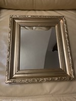 Antique mirror, blonde frame, with new mirror 33x37 cm