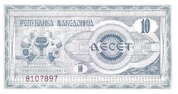 10 dénár 1992 Macedónia 2. aUNC hajtatlan