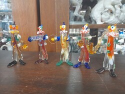 Murano glass mini clown 5-member band. 9 Cm.