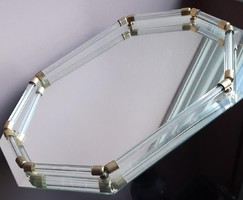 Art-deco mirror tray with copper fittings