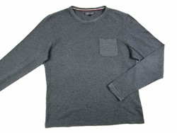 Original tommy hilfiger (l) gray men's long sleeve elastic t-shirt top