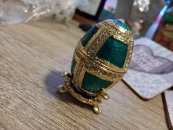 Fabergé fire enamel jewelry holder egg with Swarovski crystal