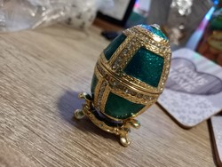 Fabergé jellegű tűzzománc ékszertartó tojás swarovsky kristállyal
