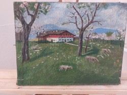 (K) antique landscape painting 32x25 cm