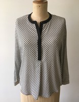 New mango new, black and white abstract patterned long-sleeved shirt, blouse - size: s/m