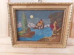 (FBL4) Kis gobelin kép Maria Derzsy (?) 20x16 cm kerettel