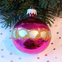 Soproni üveg színes gömb karácsonyfa dísz 6.5-7cm