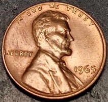 1 cent, 1965., Lincoln Cent, kitöltési hibával.