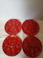 Piros fehér virágos kerámia tányérok