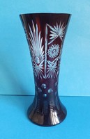 Beautiful burgundy lead crystal vase 30 cm