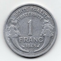 Franciaország 1 francia Frank, 1945B, ritkább évszám-verde
