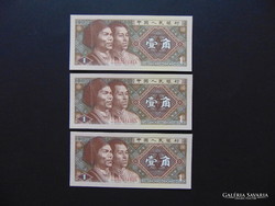 Kína 3 darab 1 jiao hajtatlan - sorszámkövető bankjegyek