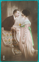 Antique colored romantic postcard - ran