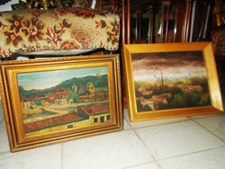 Antik festmények (ökörszemes keretben az egyik)