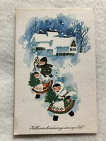 Old Christmas card with drawings - drawing by Károly Kecskeméty -5.