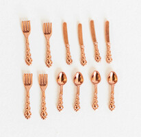 Mini metal cutlery set for 4 people - dollhouse accessory, kitchen doll furniture, miniature