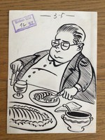 Várnai György eredeti karikatúra rajza a Szabad Száj c. lapba Balogh páterről  15,5 x 11,5 cm
