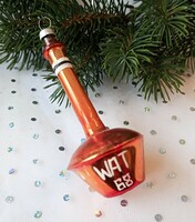 Régi üveg Wiszkys palack karácsonyfa dísz 10cm