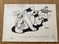 KASSO /Kassowitz Félix/ eredeti karikatúra rajza a Szabad Száj c. lapnak 15 x 21,5 cm