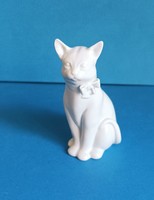Herend cat and kitten porcelain figurine with white ribbon