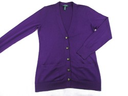 Original ralph lauren (s / m) dark purple women's long sleeve elastic cardigan top