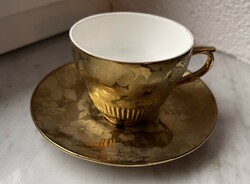 Beautiful lotus matte gold designer cup with coaster - art&decoration