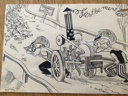 Gáspár Antal eredeti karikatúra rajza a Szabad Száj c. lapnak Trumanról,   20,5 x 15 cm
