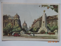 Régi Zádor István képeslap: Szabadság tér, szovjet emlékmű (50-es évek)